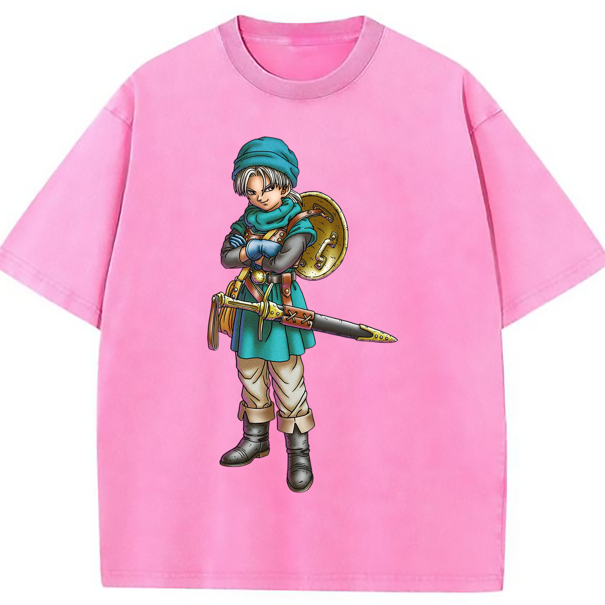 （画像用） ドラゴンクエスト Doragon Kuesuto Dragon Quest 綿100% ヴィンテージ風 半袖Tシャツ（フロントプリント）